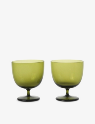 FERM LIVING HOST GLASS WATER GLASSES SET OF 2 200ML MOSS GREEN