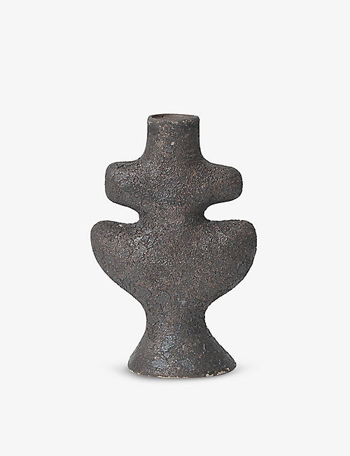 FERM LIVING: Yara abstract-design stoneware candle holder 24cm