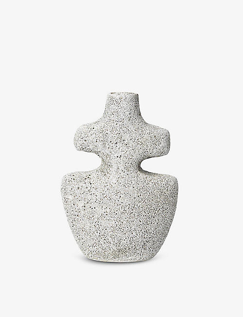 FERM LIVING: Yara abstract-design stoneware candle holder 17.5cm