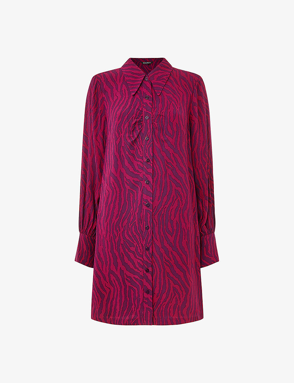Whistles Zebra-print Collared Woven Mini Dress In Purple/multi