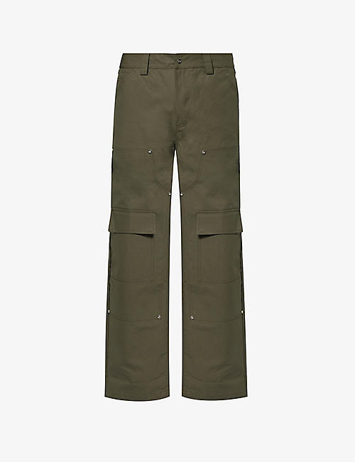 DUE DILIGENCE: Ocean belt-loop relaxed-fit wide-leg cotton trousers
