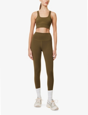 Varley Womens Cori Moisture-wicking Stretch-woven Sports Bra Dark Olive In Dark Olive