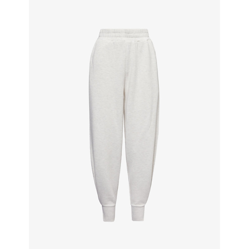 Shop Varley Womens Ivory Marl Drawstring-waist Cuffed-hems Mid-rise Tapered-leg Stretch-woven Trousers
