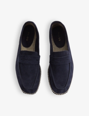 Shop Reiss Men's Vy Cannes Slip-on Suede Espadrille Loafers In Navy