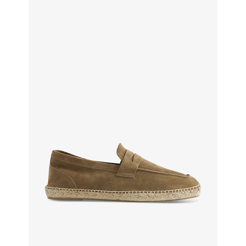 Shop Reiss Men's Stone Cannes Slip-on Suede Espadrille Loafers