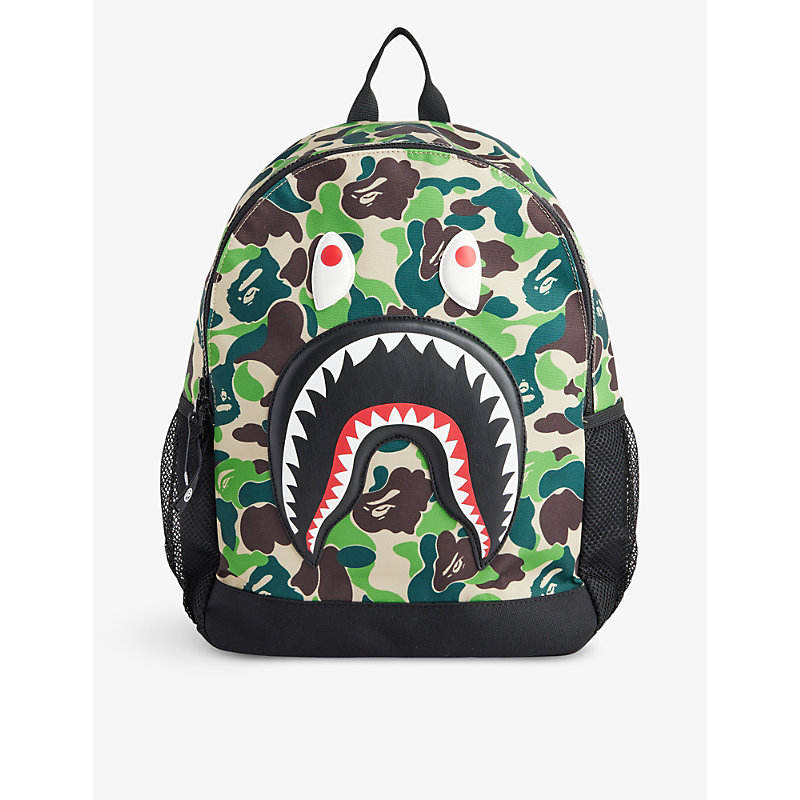 Shop A Bathing Ape Boys Green Kids' Camo Shark Canvas Backpack