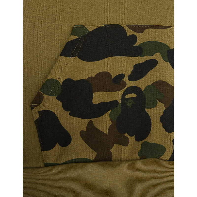 Shop A Bathing Ape Boys Green Kids Camo College Graphic-print Cotton-jersey Hoody 10-13 Years