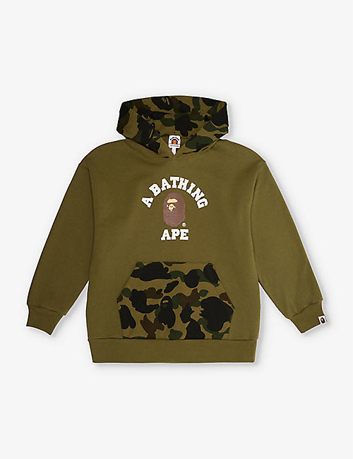 A BATHING APE: Camo College graphic-print cotton-jersey hoody 10-13 years
