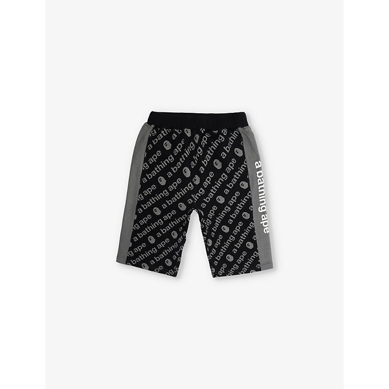 Shop A Bathing Ape Bape Graphic-print Cotton-jersey Shorts 10-13 Years In Black