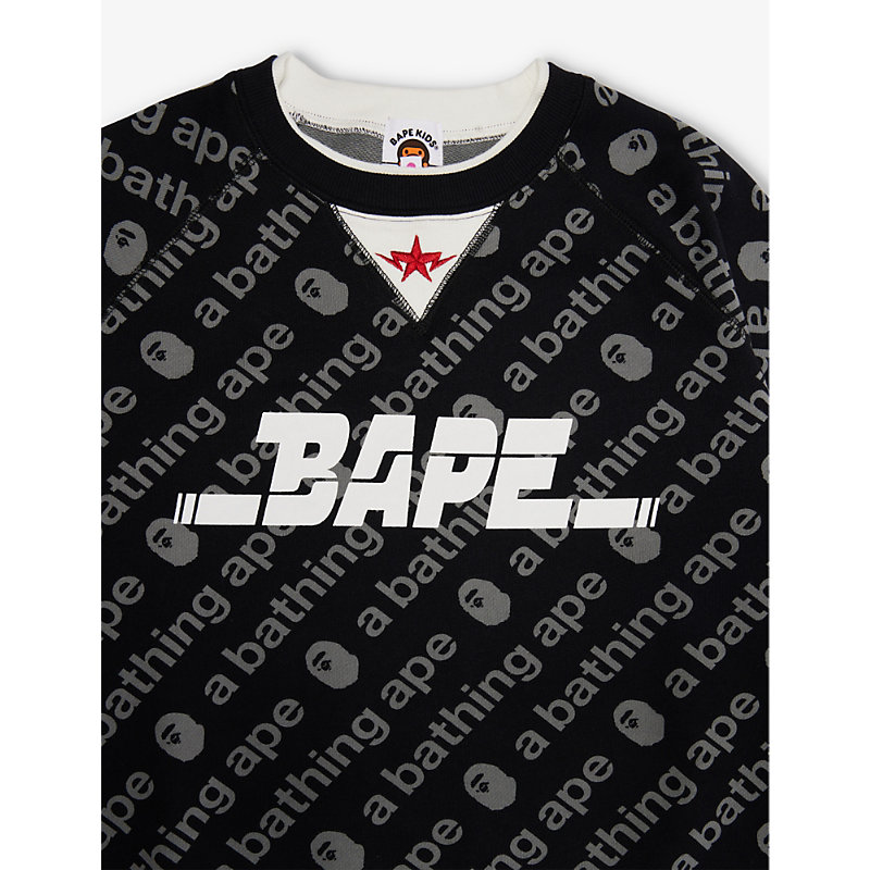 Shop A Bathing Ape Boys Black Kids Bape Twin Star Grapic-print Cotton-jersey Sweatshirt 10-13 Years