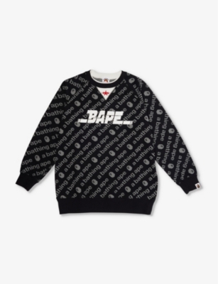 Shop A Bathing Ape Boys Black Kids Bape Twin Star Grapic-print Cotton-jersey Sweatshirt 10-13 Years