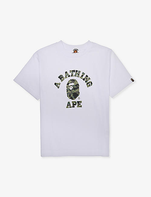 A BATHING APE: Camo College graphic-print cotton-jersey T-shirt 2-9 years