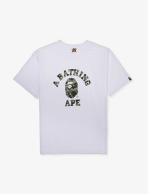 Shop A Bathing Ape Boys White X Green Kids Camo College Graphic-print Cotton-jersey T-shirt 2-9 Years