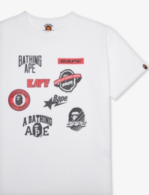 Shop A Bathing Ape Boys White Kids Emblem-print Short-sleeve Cotton-jersey T-shirt 2-9 Years