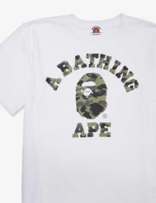 Shop A Bathing Ape Boys White X Green Kids Camo College Short-sleeve Cotton-jersey T-shirt 10-13 Years