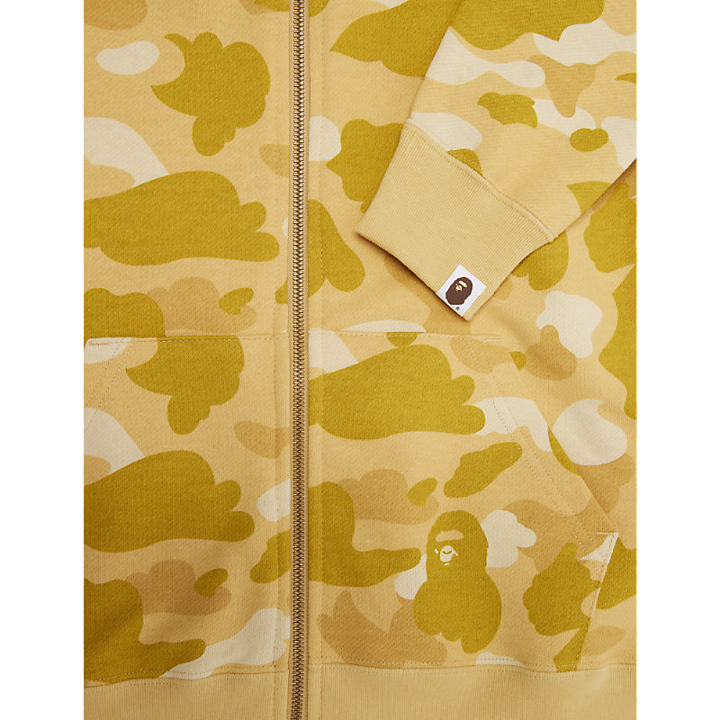 Shop A Bathing Ape Camo Shark Graphic-print Cotton-jersey Hoody 10-13 Years In Yellow