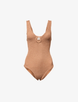 HUNZA G: Celine plunge-neck swimsuit