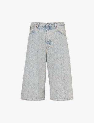 ACNE STUDIOS: Textured-pattern brand-patch denim shorts