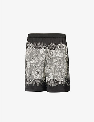 ACNE STUDIOS: Printed-pattern relaxed-fit satin shorts
