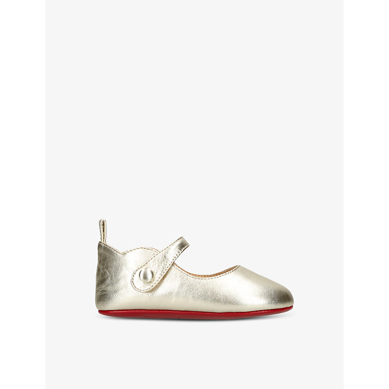 Christian Louboutin Girls Gold Kids' Baby Love Chick Metallic-leather Shoes