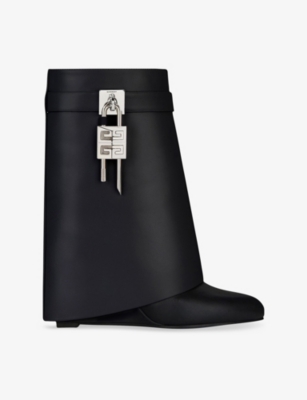 GIVENCHY: Shark Lock Leather Heeled Ankle Boots