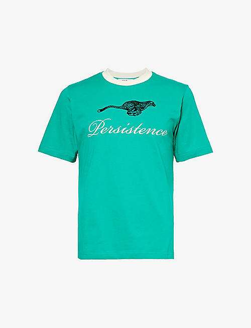 WALES BONNER: Persistence brand-embroidered organic-cotton T-shirt