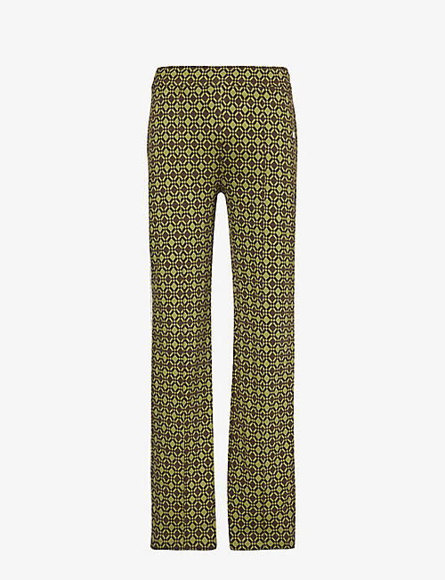 WALES BONNER: Power graphic-pattern stretch-organic cotton trousers