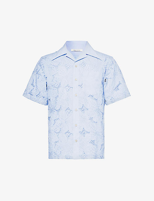 WALES BONNER: Highlife floral-embroidery cotton-blend shirt