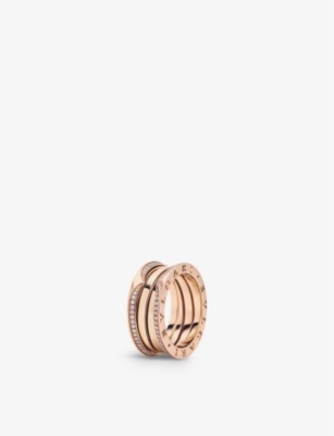 Bvlgari Womens Rose Gold B.zero1 18ct Rose-gold And 0.45ct Brilliant-cut Diamond Ring