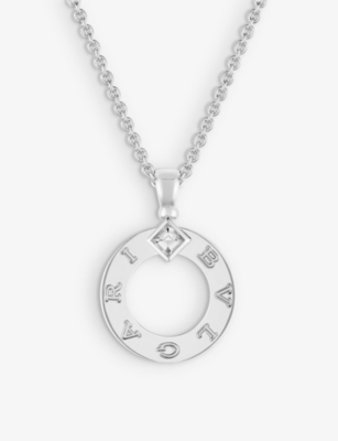 Bvlgari Womens White Gold 18ct White-gold And 0.09ct Brilliant-cut Diamond Pendant Necklace