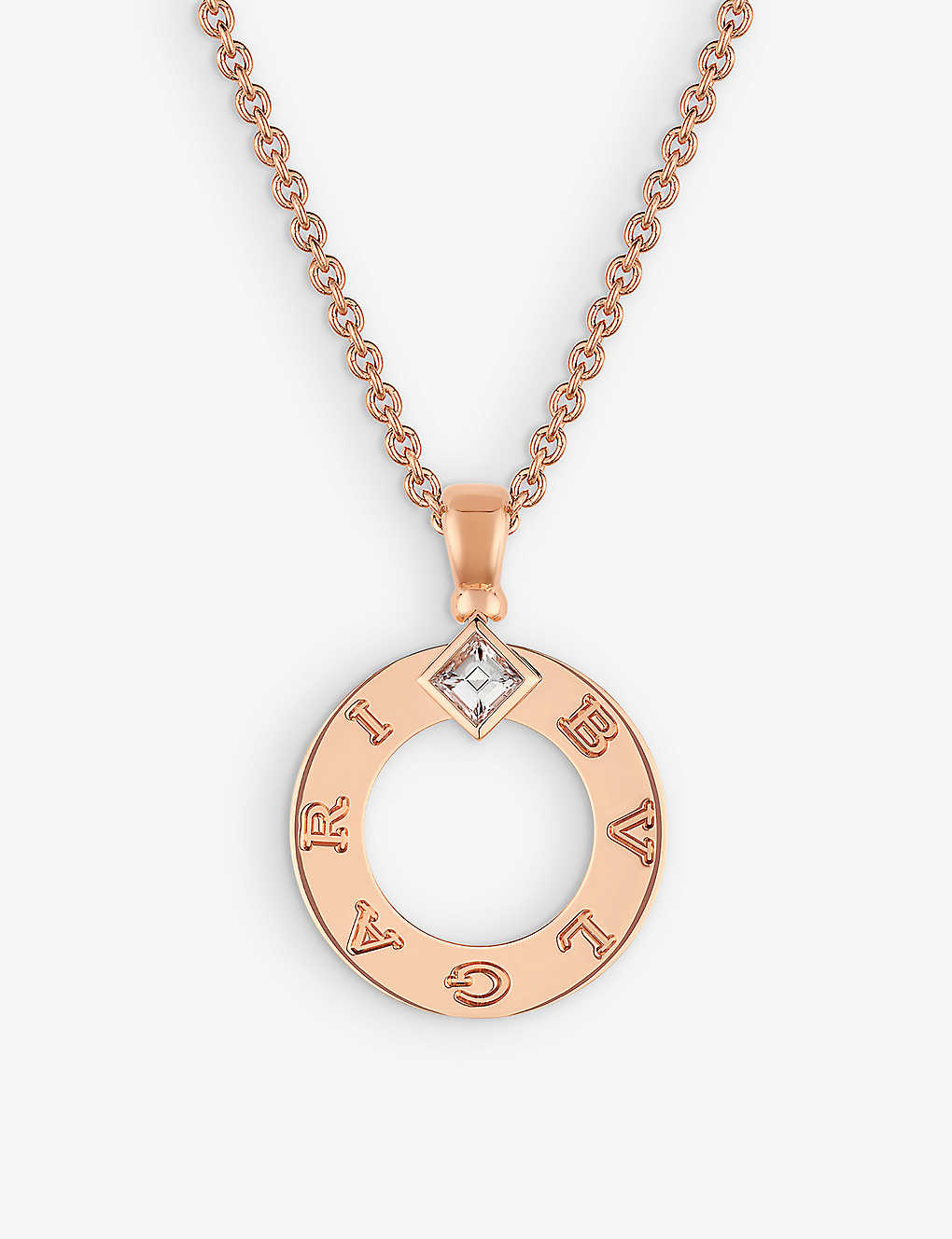 Bvlgari Womens Rose Gold 18ct Rose-gold And 0.09ct Brilliant-cut Diamond Pendant Necklace
