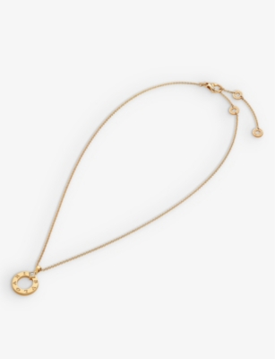 Shop Bvlgari Womens Yellow Gold 18ct Yellow-gold And 0.09ct Brilliant-cut Diamond Pendant Necklace