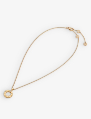 BVLGARI: BVLGARI BVLGARI 18ct yellow-gold and 0.09ct brilliant-cut diamond pendant necklace