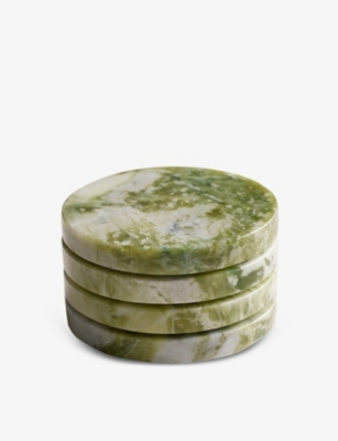 Soho Home Apple Jade Hanson Marble Coaster Set Of Four In Green