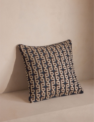 SOHO HOME: Odette geometric chain-links jacquard cushion 50cm x 50cm