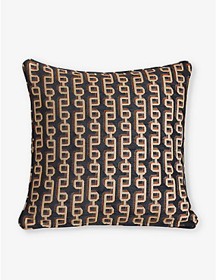 SOHO HOME: Odette geometric chain-links jacquard cushion 50cm x 50cm