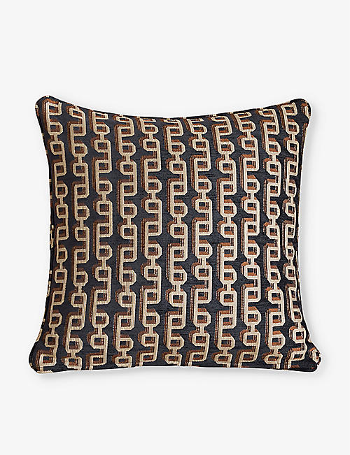 SOHO HOME: Odette geometric chain-links jacquard cushion 50cm x 50cm