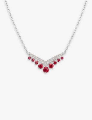 Chaumet Womens White Gold Joséphine Aigrette 18ct White-gold, 0.23ct Brilliant-cut Diamond And Ruby In Metallic