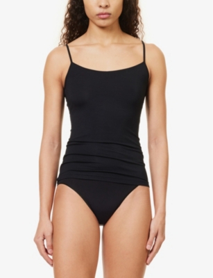 Shop Hanro Women's Black Slim-fit Sleeveless Stretch-woven Top