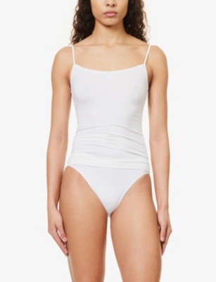 Shop Hanro Womens White Slim-fit Sleeveless Stretch-woven Top