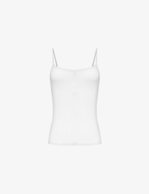 Hanro Womens White Slim-fit Sleeveless Stretch-woven Top