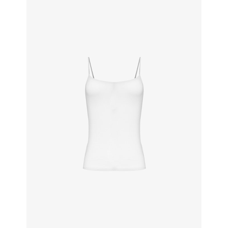 Hanro Womens White Slim-fit Sleeveless Stretch-woven Top