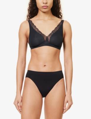 Hanro Womens Black Mid-rise Seamless Stretch-woven Briefs In Black