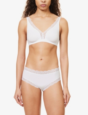 Hanro Cotton Delight Lace-trim High-cut Briefs In White