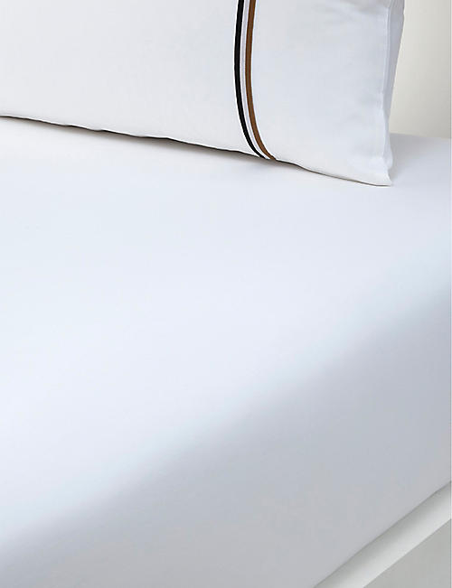 BOSS: B-linea contrast-piping cotton fitted sheet