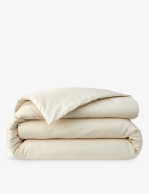 Shop Hugo Boss Boss Almond Loft Almond Textured-design Single Cotton Duvet Cover 140cm X 200cm