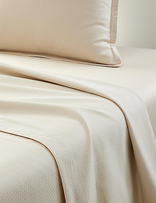 BOSS: Loft Almond textured-design cotton double flat sheet 240cm x 300cm