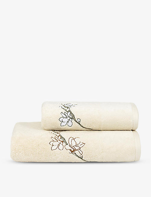 BOSS: Almond Flowers flower-embroidered cotton bath towel 70cm x 140cm