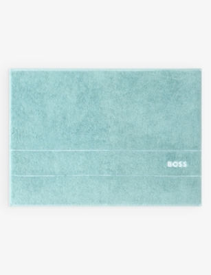 BOSS: Plain Aruba logo-embroidered cotton bath mat 50cm x 70cm