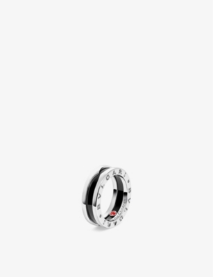 Bvlgari Womens Silver Save The Children Sterling Silver And Black Ceramic One-band Ring